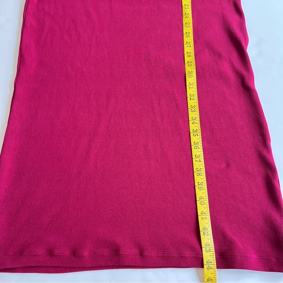 Zara Long Sleeves Ribbed Midi Dress Maroon Red Stretch Womens S - Picture 7 of 8